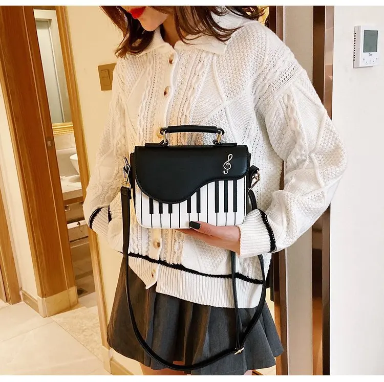 Fun Piano Women Shoulder Bag Korean Fashion Lady Messenger Bag Cute Small Pu Leather Square Crossbody Bag Flap Female  Handbag