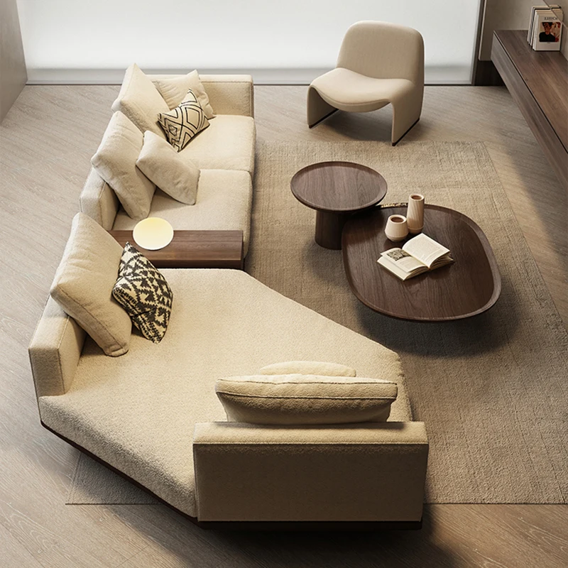 #New High-End Italian Fabric Sofa Living Room Simple Modern Curved Special-Shaped Corner Cream Style Leather Sofas