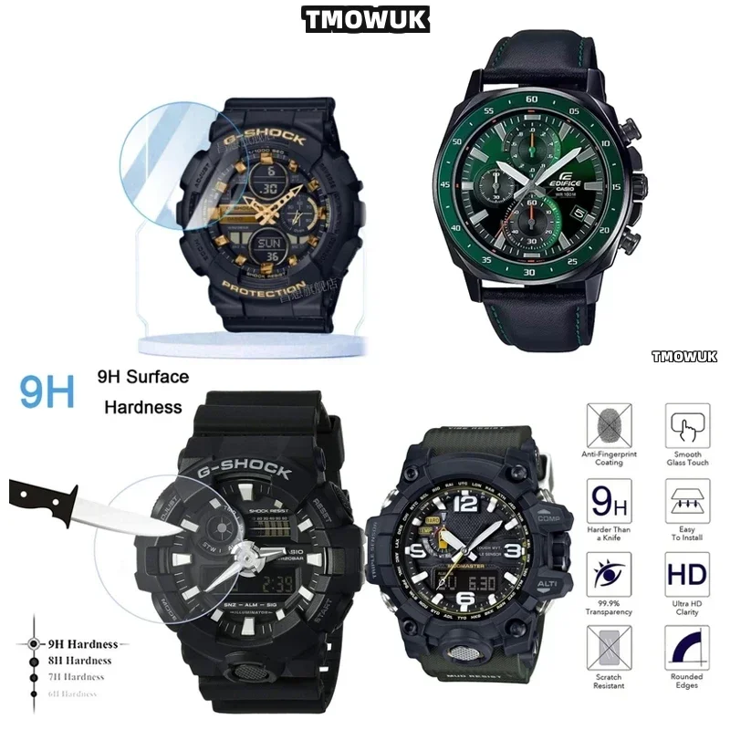 Protector de Pantalla de Vidrio Templado HD 9H para Relojes Casio GWG-2000, S2200, S140, EFV-540D, L MDV-107, EFV-520DB, GRB-100, GA-2110