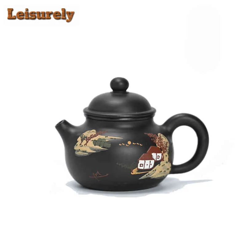 

130 мл Исин Фиолетовая глина Чайники Художники Ручная работа Горшок Rong Tian Сырая руда Черная грязь Чайник с ситечком Чайный сервиз Zisha