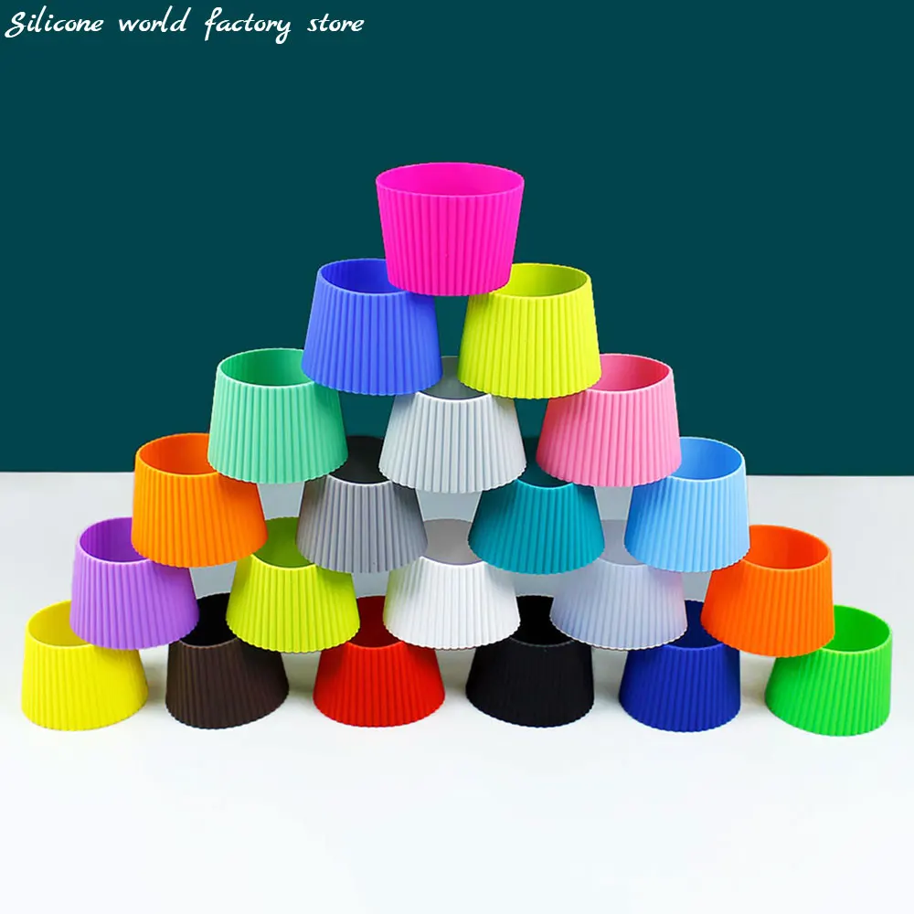 Silicone World Silicone Anti scalding Anti Slip Coffee Cup Cover Universal Tapered Thread Cup Sleeve Mug Ceramic Glass Cup Cover