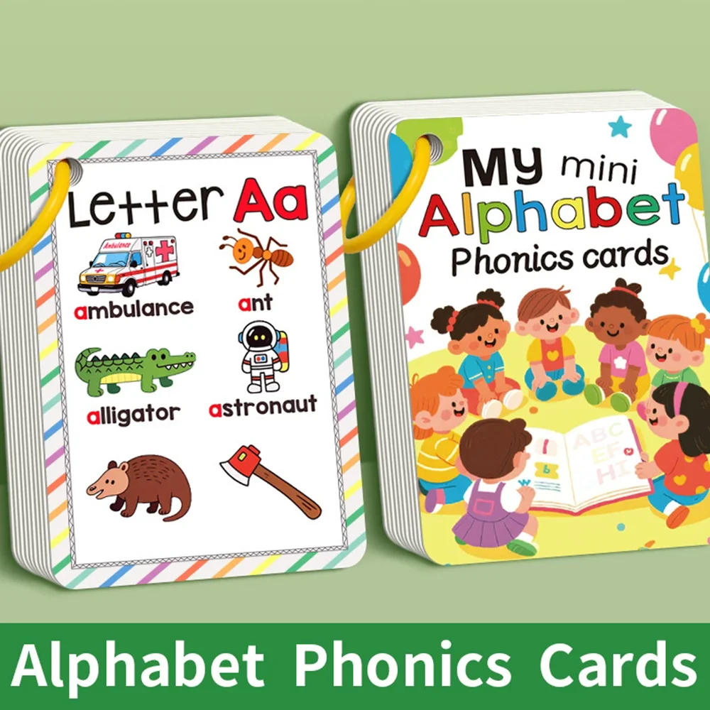 1Book Child's Words A-Z Learning Cards with Pictures 27 English Word Cards Enhance Visual Perception Educational Cognitive Games