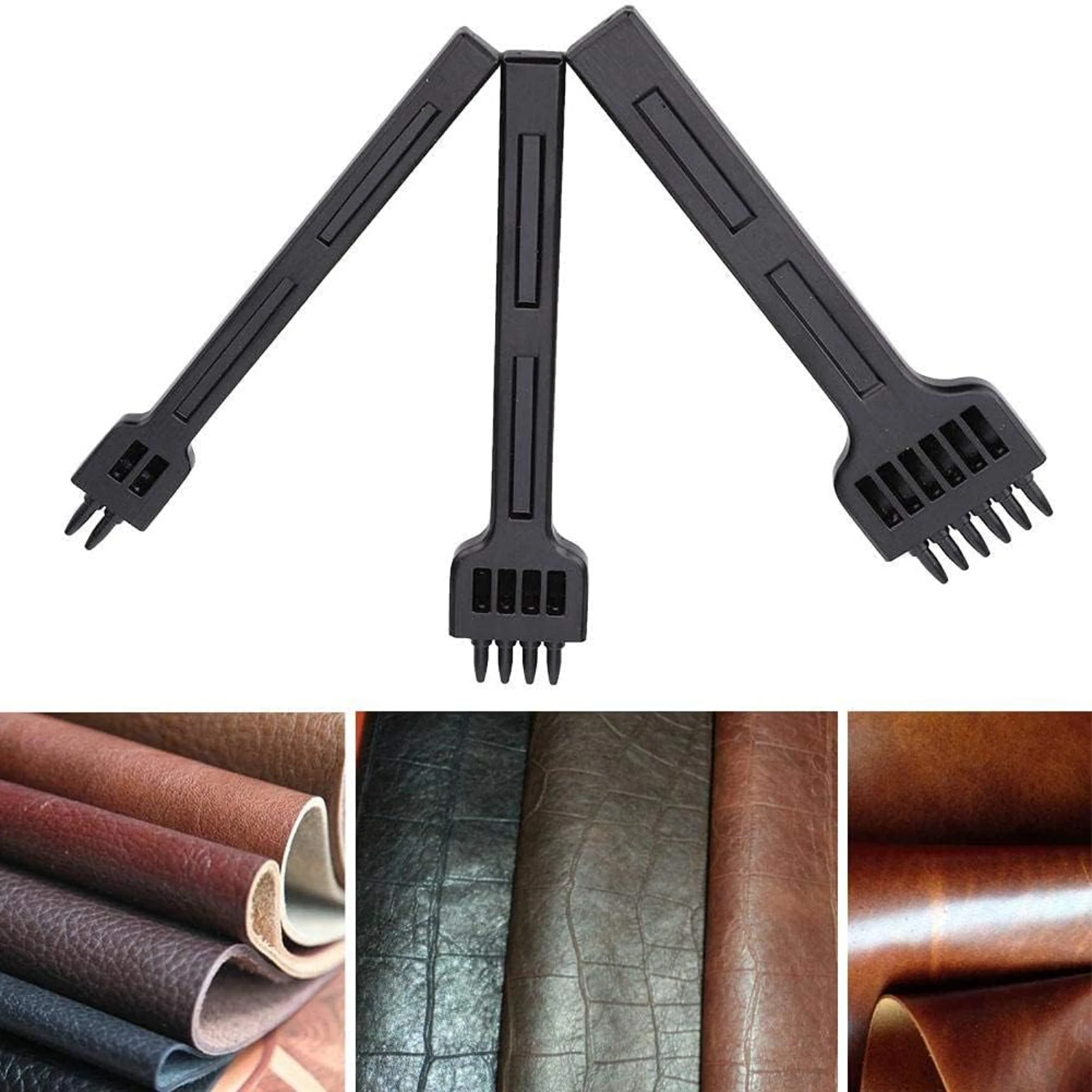 Essential High-Quality Durable Black Leatherworking Kit for Novice and Expert Crafters - Must-Have 3-Piece Set with User-Friendl