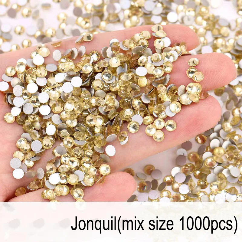 Mix Size 1000Pcs/bag Glass Swarovsky Nails Rhinestones Art Decoration 2028 Sparkly Flatback 3D DIY Crystal Stones Gems Manicure