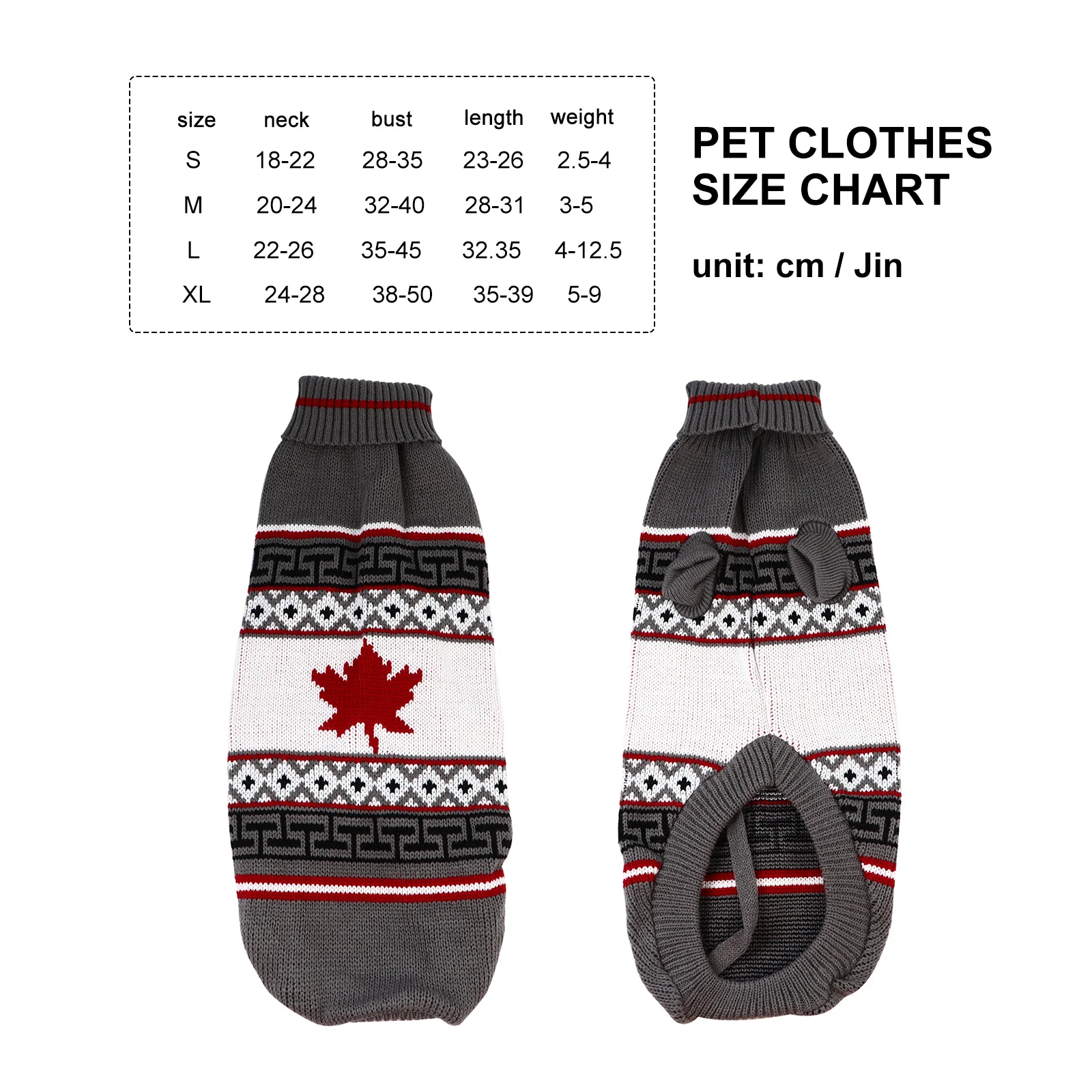 

Pet Clothes Dog Christmas Sweater Warm Thick Maple Leaf Party Costume Winter Festival Puppy Clothes Dog Christmas Sweater