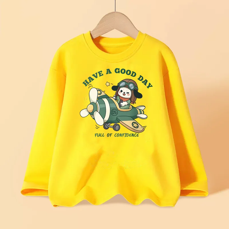 

Little Bear Pilot T-shirt for Baby Boys Long Sleeve Autumn Shirt Children Spring Cotton Tops 3-14T Tees
