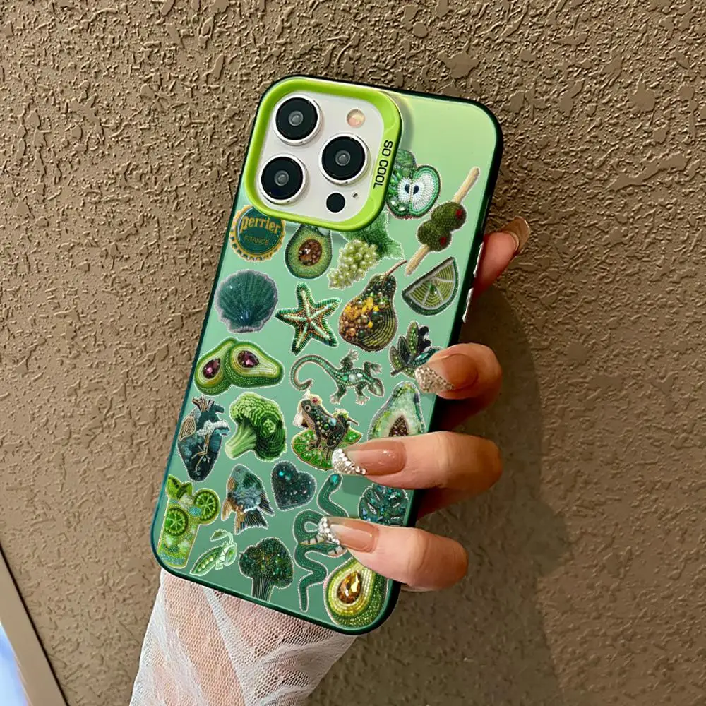 

Green Series Patterns Mobile Phone Case Shockproof and Anti Slip Frosted Suitable for iPhone 16 15 14 13 12 11 Pro Max Plus Mini