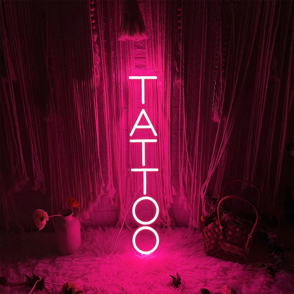 TATTOO Neon 5V USB Salon Studio Store LED Różowa zabawna dekoracja ścienna Sklep komercyjny Logo Okno Prezent na Boże Narodzenie