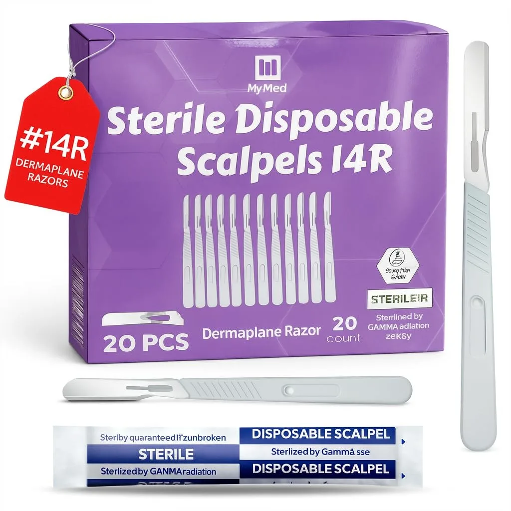 

Dermaplane Scalpels 14R, Dermaplaning Razors for Women Face - Pack of 20 Disposable Shaving Razors, Easy to Use