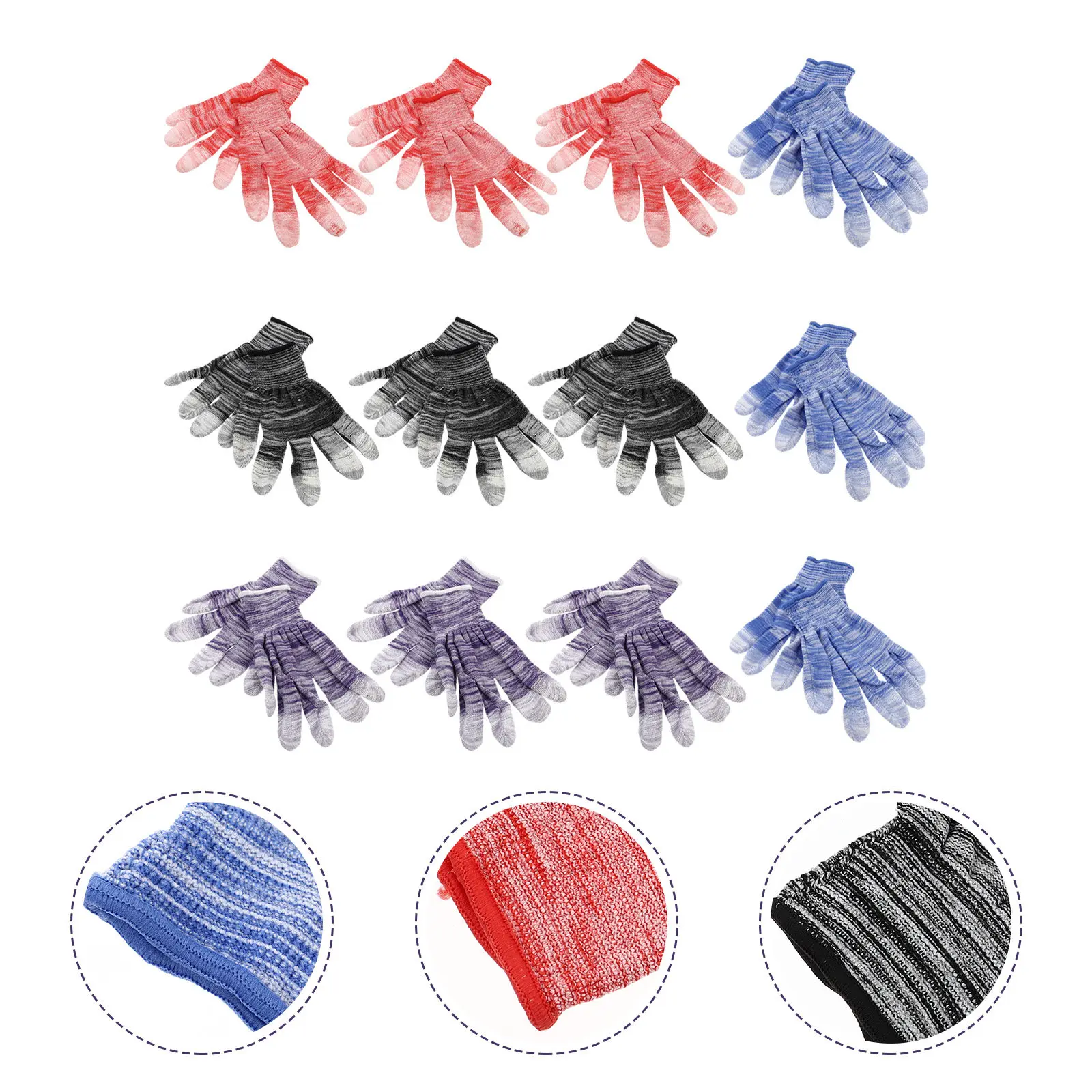 

12Pairs Anti-Static Coated Gloves Protective Work Gloves Non-Skid Breathable Labor Protection for Construction Auto Repair