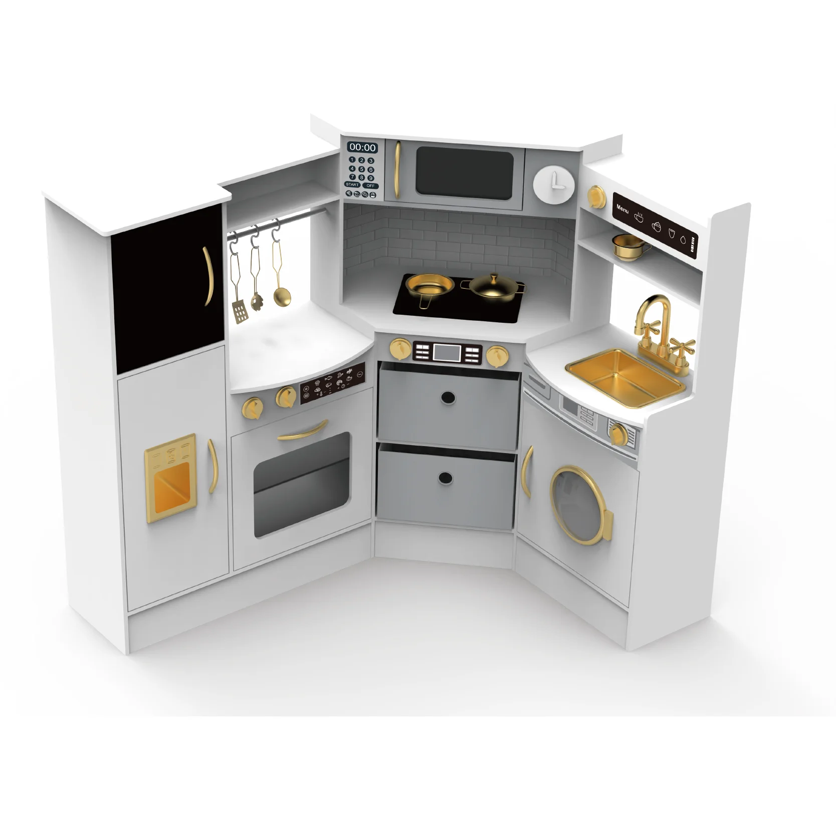 Unisex PLAYHOUSE TOYS Wooden Play Kitchen Set Multifunctional Induction Cooker Educational Food Toy for Kids