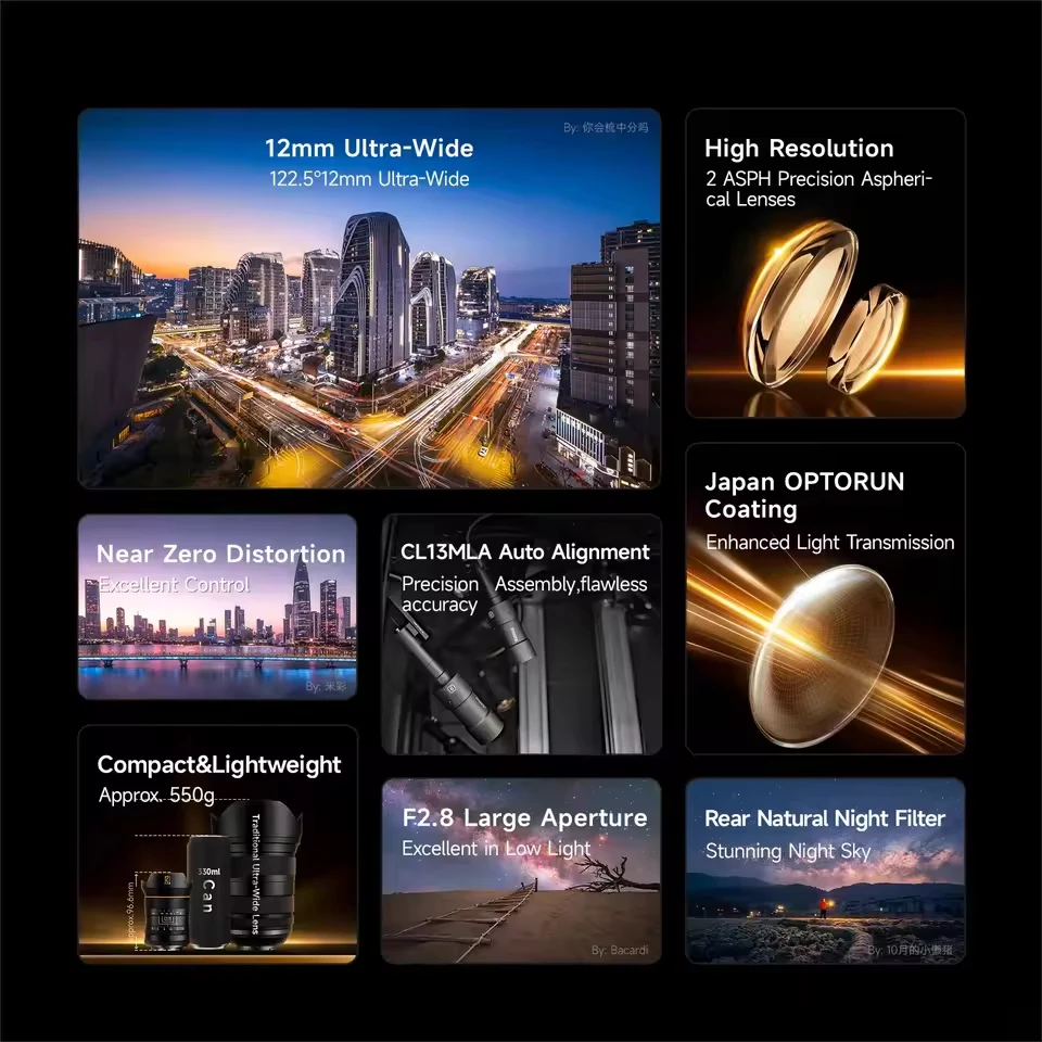 Brightin Star 12mm F2.8 ASPH. Full Frame Ultra-wide Angle Camera Lens for Humanity Photography with Sony E Nikon Z Canon RF L