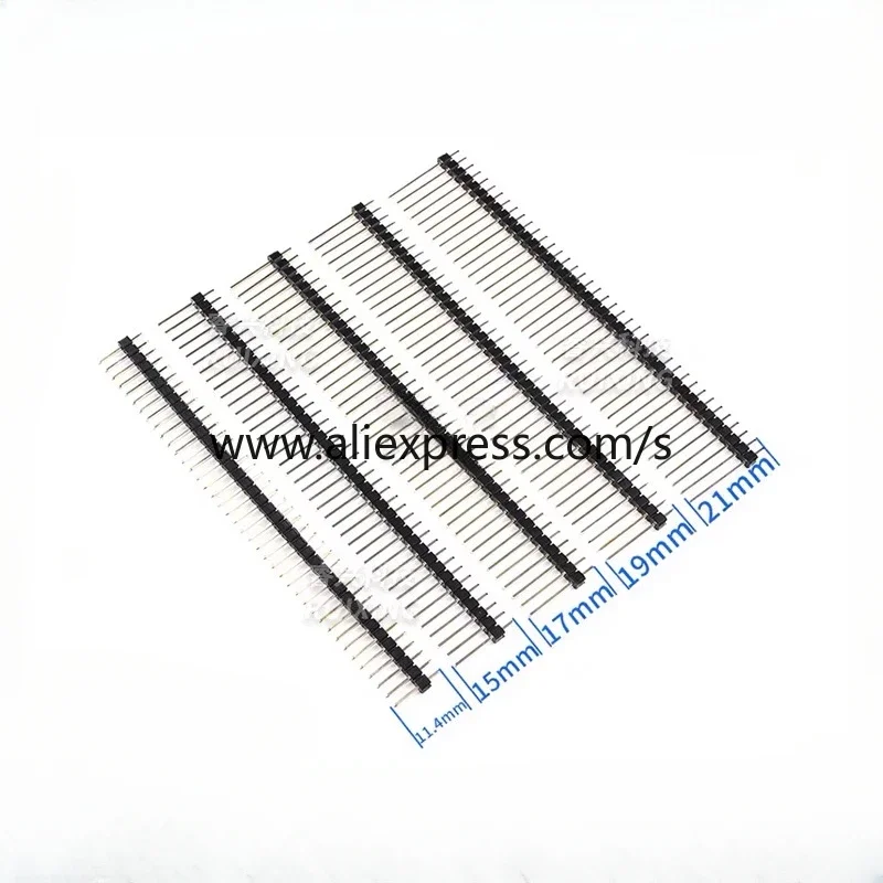 10PCS Single Row MALE 2.54MM 1X40 Pin PITCH 11MM/15MM/17MM/21MM/25MM LONG PIN Header connector Strip 1X40pin 1*40 40P 40Pin