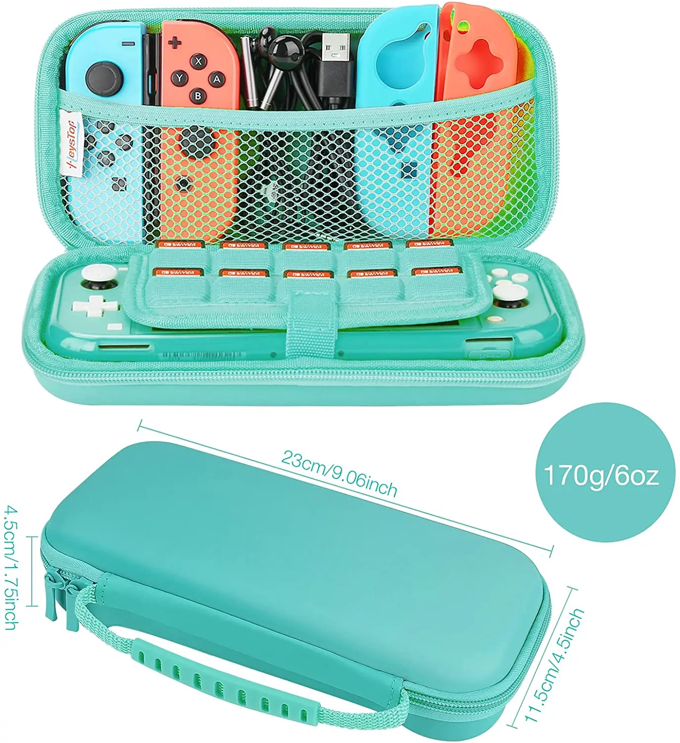 HEYSTOP Compatible with Switch Lite Carrying Case, Switch Lite Case with Soft TPU Protective Case Games Card 6 Thumb Grip Caps