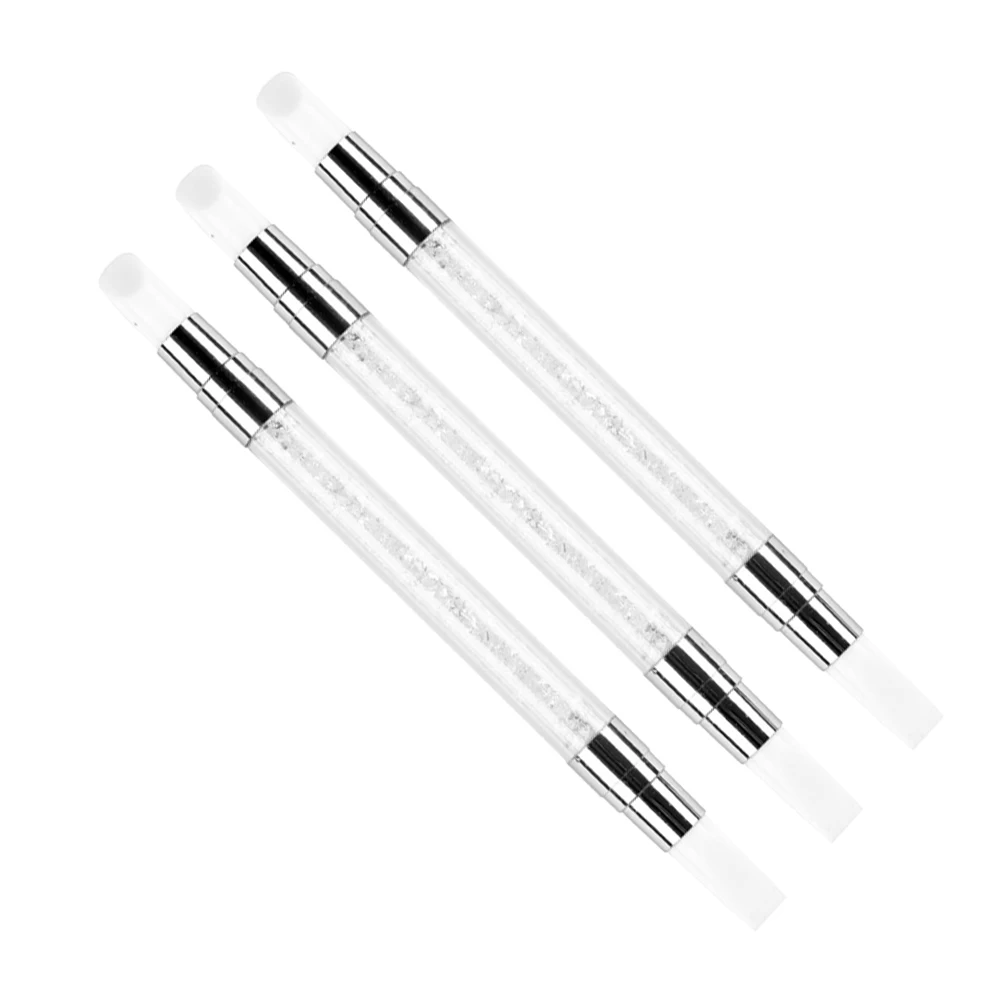 

3Pcs Double Head Nail Art Silicone Brush Soft Tip Carving Dotting Pen for Manicure Sculpting Clay Painting Nail Decor Tools