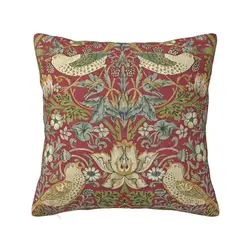 Custom William Morris Strawberry Thief Red Cushion Cover 40x40cm Floral Textile Pattern Soft Cute Pillow Home Decor