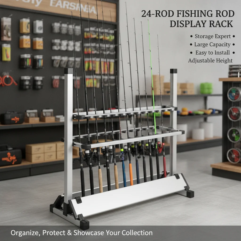 Soporte De Exhibición Para Cañas De Pescar, Estante Ajustable Para 24 Cañas Con Ranuras De Eva, Soporte Independiente Para Cañas De Pescar Con Base Y Tornillos Para Almacenamiento En Barcos, Garajes Y Tiendas De Pesca. — -56%, 73.27€ Coupon, from 56.39€ – 56% descuento – €56.39