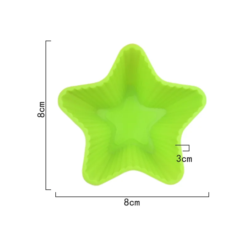 Wholesale Single 7cm Star-shaped Silicone Muffin Cup, Cake Jelly Pudding Mold, Reusable Cup 1229