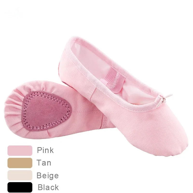 Zapatillas de Ballet de Lona para Niñas, Zapatillas de Danza con Suela Partida para Gimnasia, Yoga y Baile, Zapatos Planos de Bailarina para Niñas