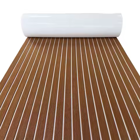 240*60cm EVA Foam Brown Imitation Teak Boat Floor Yacht Deck Anti Slip Pad Fishing RV Sheet Strong Glue Backing