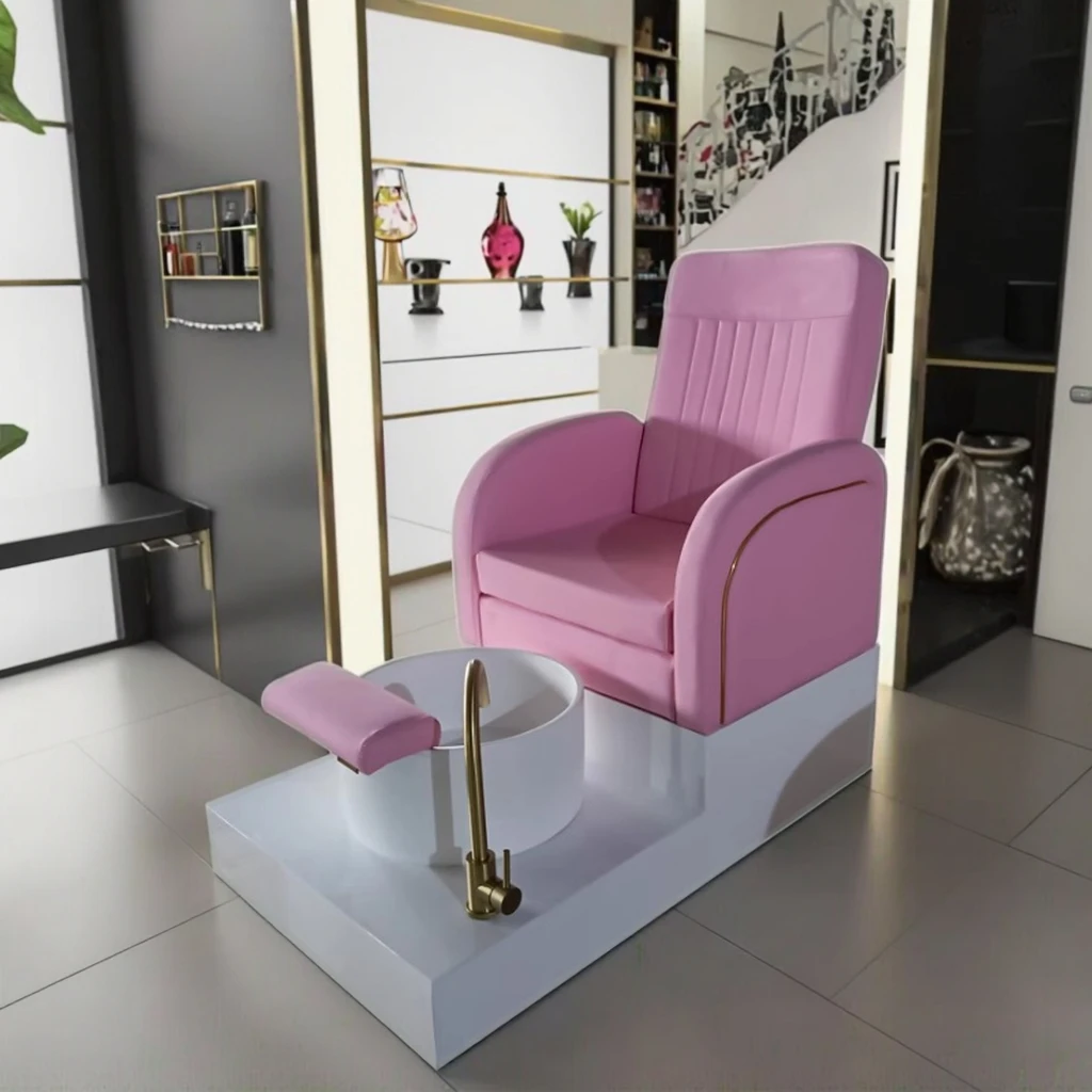 

Modern pink Foot Spa Salon Furniture Pedicure Chair Luxury Led Lights Manicure and Pedicure Stations