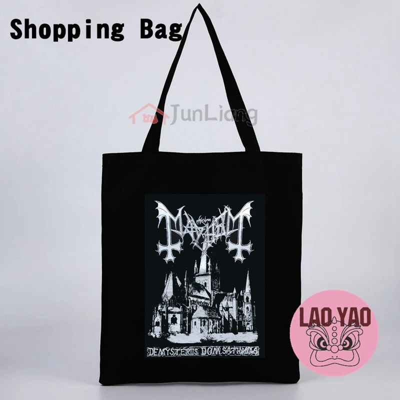 Chaos czarna zespół metalowy torba uniwersytecka kobieta torby z bawełny dla kobiet Totebag zakupy estetyczne płótno z tkaniny