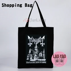 Mayhem Black Metal Band University Bag donna Tote Bags per le donne Totebag Shopper Shopping tela di stoffa estetica