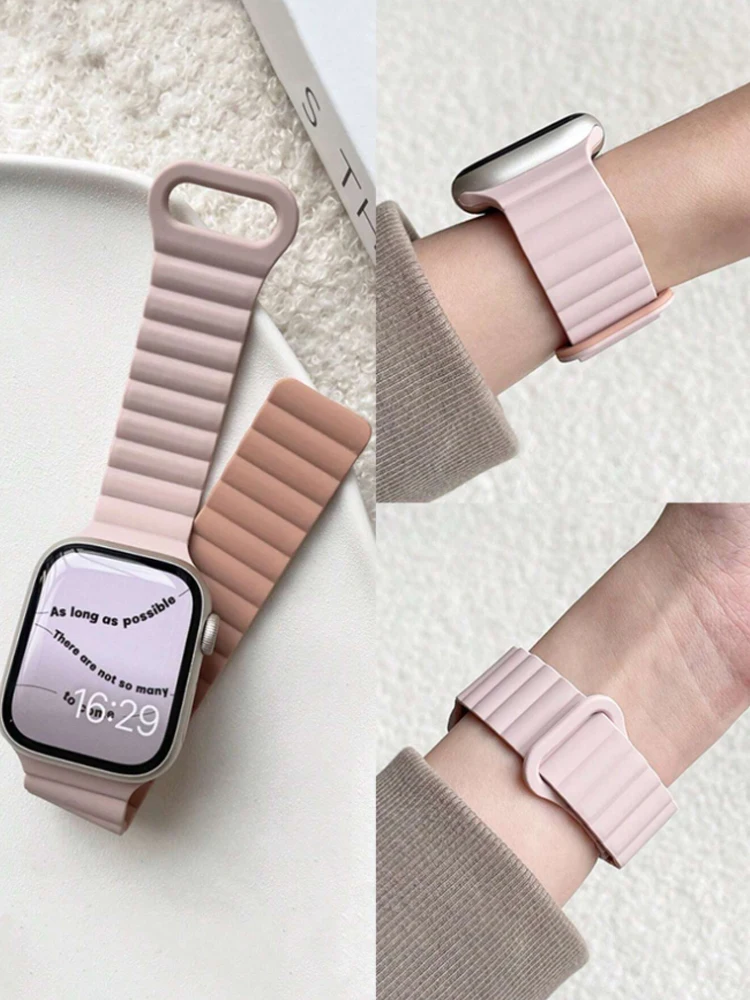 Magnet armband für Apple Uhren armband 45mm 44mm 40mm 49mm 41mm 42mm Silikon Correa Armband iwatch Serie 9 8 5 4 3 6 7 se ultra