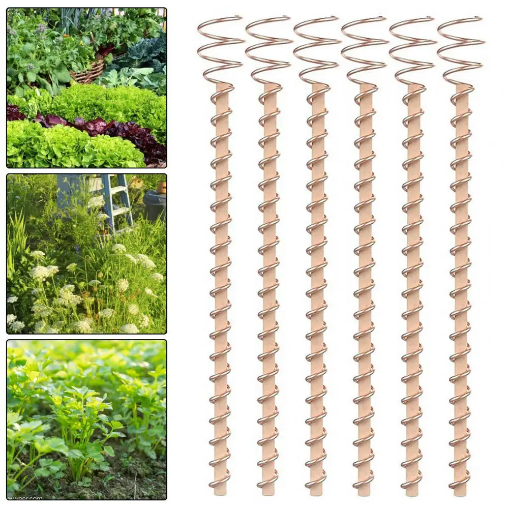 Electroculture Plant Stakes Wood Rod, Plantas de Jardim Vegetais Crescendo, Electro Cultura Jardinagem, Antenas De Bobina De Fio De Cobre, 1 6Pcs