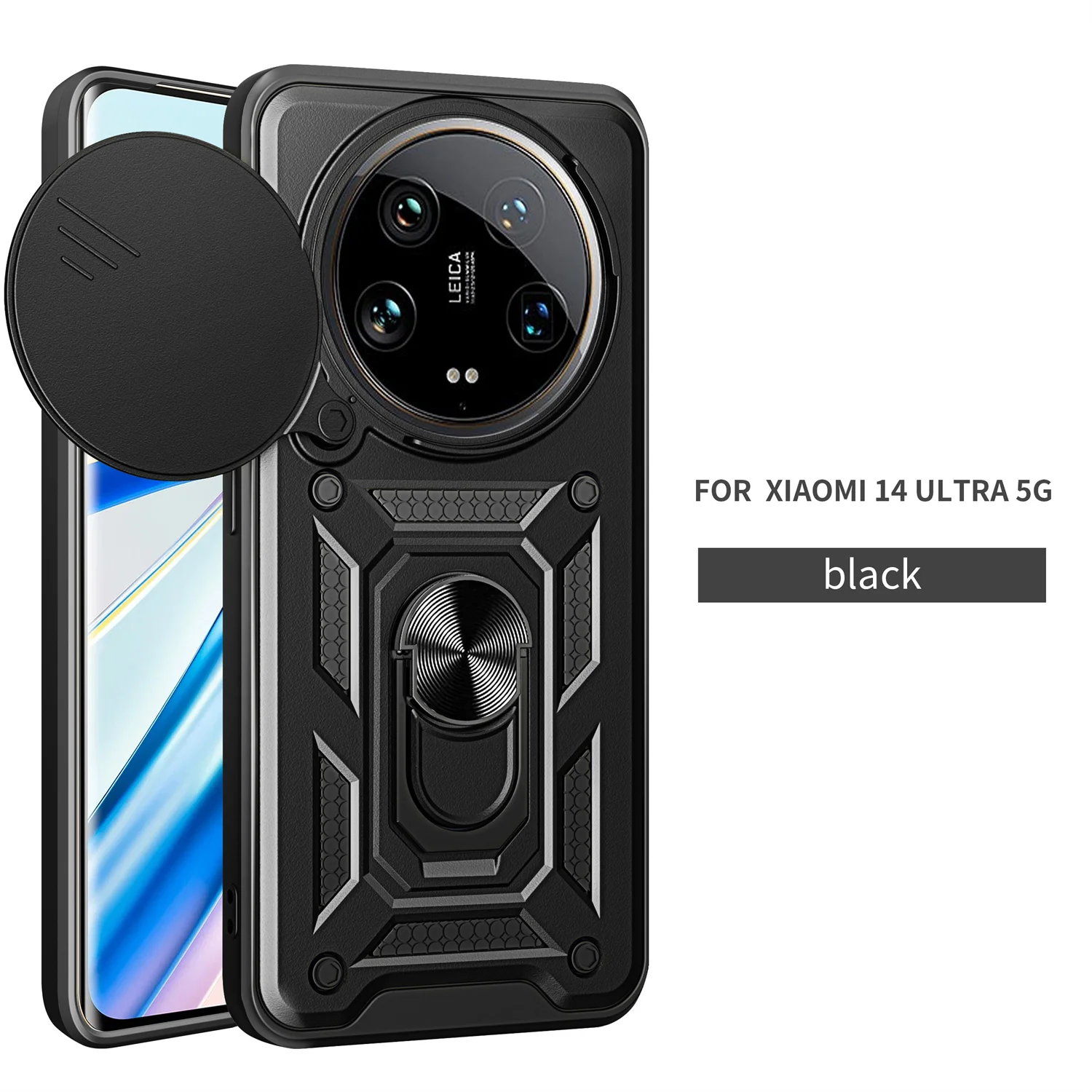Shockproof Case For Xiaomi14 UItra Camera Protection Phone xiaomi14 UITRA Slide Lens Protect Cover Magnetic Car Holder
