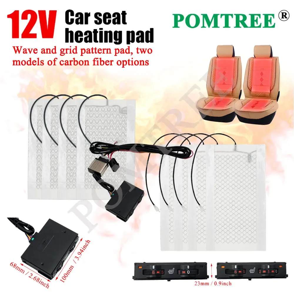 

New Build-in Car Seat Heater Kit Fit 2 Seats Carbon Fiber Heating Pad 5-level Control Switch Replace For Toyota Prado 2018-2023