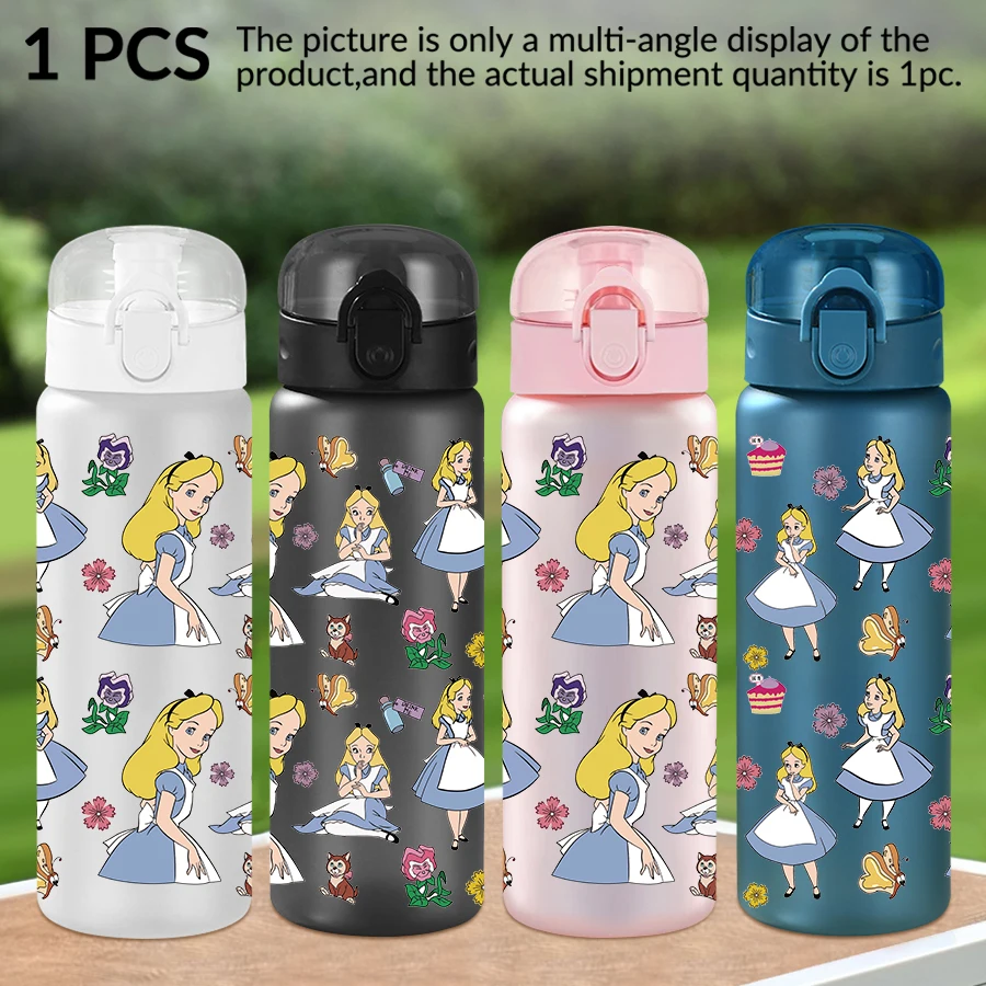 

1Pc Disney, Alice, flower pattern 26oz plastic water bottle, outdoor sports water cup birthday/back to school gift