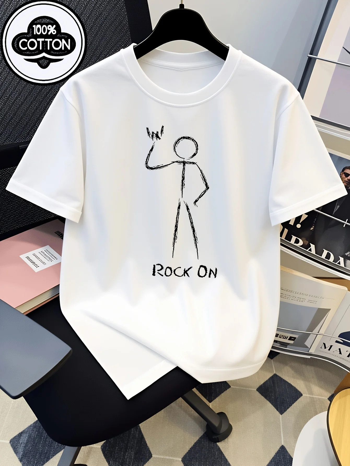 Casual T-shirt Rock Gesture Art Pattern Printing Fun Design Children's T-shirt Summer Daily Wear Parent Child Clothing