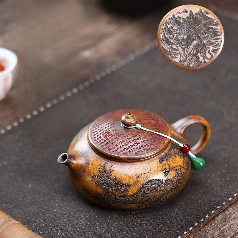 Yixing Handmade Purple Clay Teapot, Raw Ore, Gold Sand,tea Pot, Kung Fu Tea Set 310ml