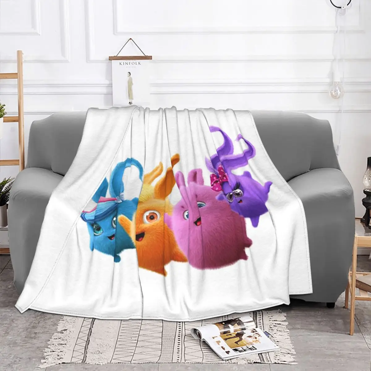 Sunny Bunnies Blankets Soft Warm Flannel Throw Blanket Bedspread for Bed Living room Picnic Travel Home Sofa