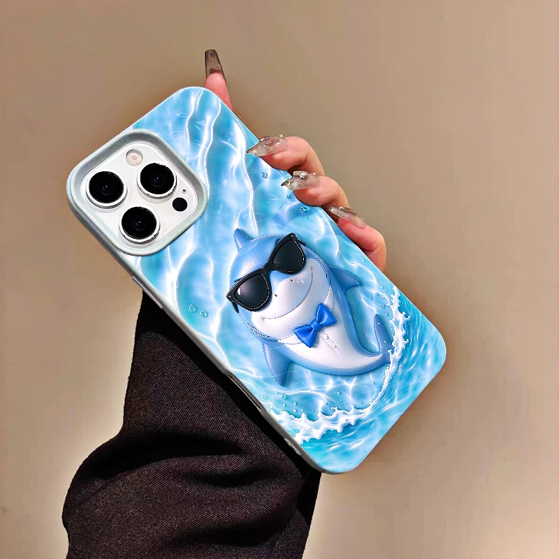 Shark with Sunglasses and Bow Tie Phone Case for iPhone 18 Pro/18 Pro Max, 17/17 Air/17 Pro/17 Pro Max, 16/16 Plus/16 Pro, 15