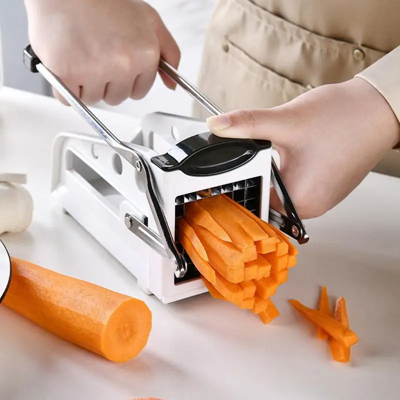 Stainless Steel French Fry Cutter Heavy Duty Hand Push Potato Slicer Cucumber Carrot Slicer Potato Chips Cutter Kitchen Tools