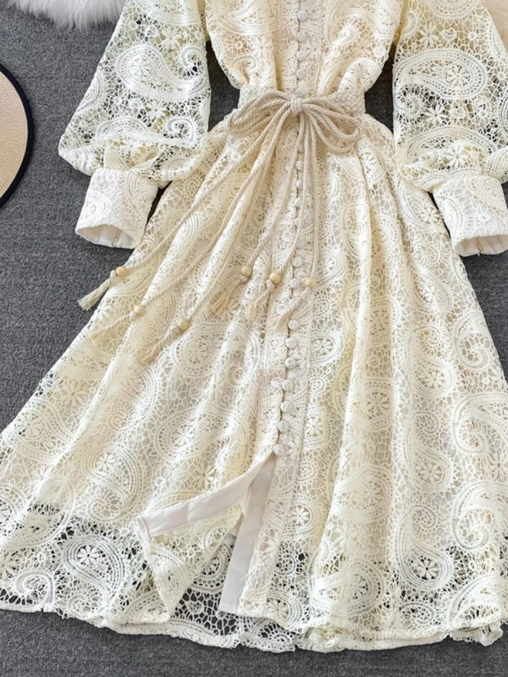 blue dress for baby girl Wifey Lace Dress Beige  marbl.ae