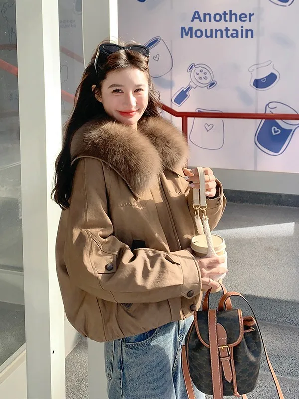 Casual of dames donsjas met warme imitatiebontkraag, slankende, veelzijdige winterjas, modieus, nieuw model 2025