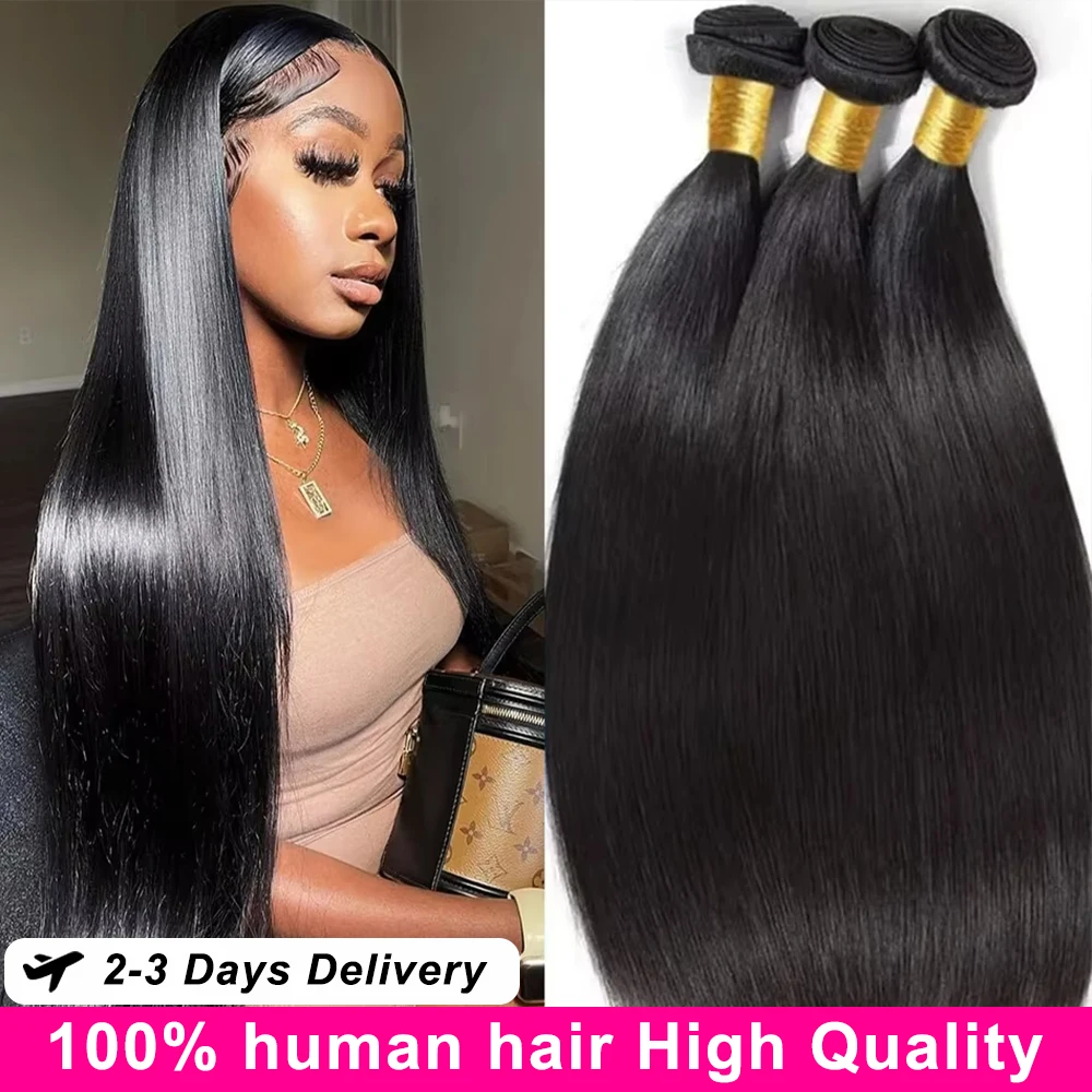 14-38 Polegada osso em linha reta tecer cabelo humano pacotes 12 uma cor natural brasileira 100% remy extensão do cabelo humano 1 3 4 pacotes de trama