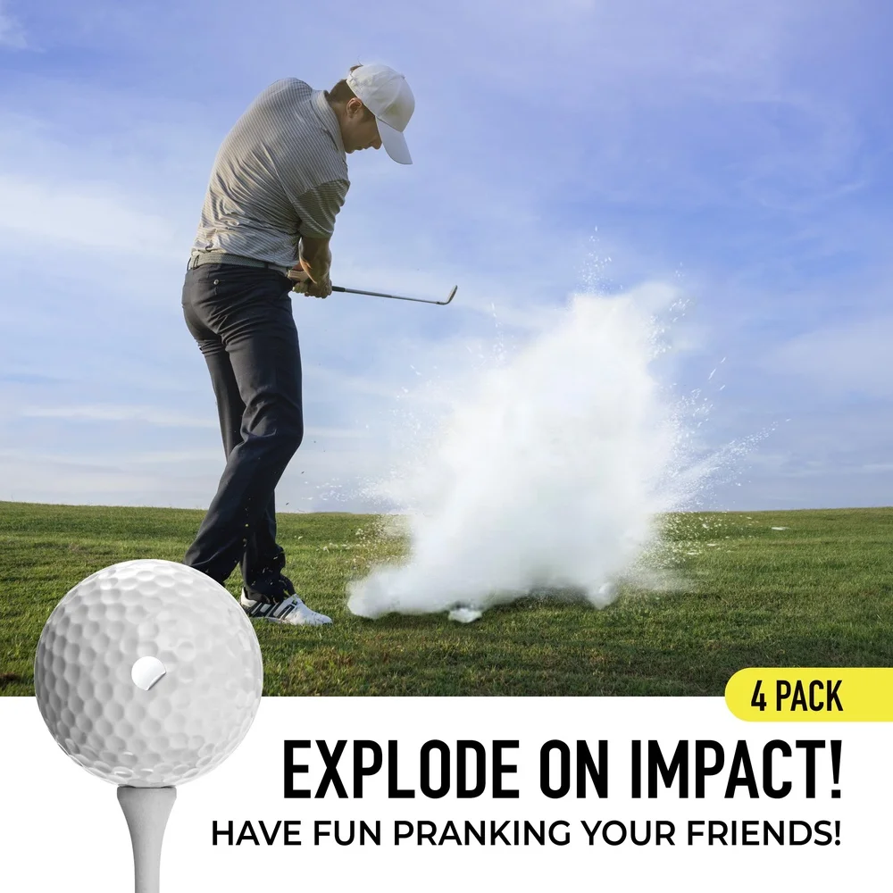 

Prank Golf Balls Exploder Gag Balls Fun Golfing 4 Pack White Smoke Effect Dimpled Design