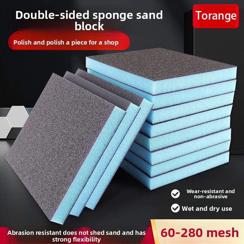Double Sided Sponge Sand Block Sandpaper Polishing Artifact, Antique Metal Rust Removal, Polishing Sandpaper Brick