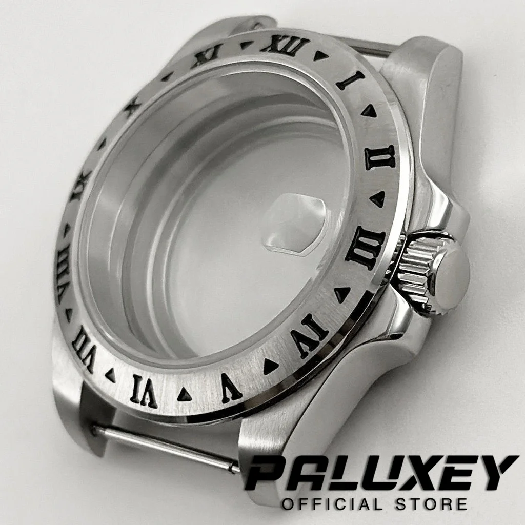 40mm Roman Number Fixed Steel Bezel Watch Case for NH34 NH35 NH36 ETA2824 Movement Sapphire Glass Explorer Watches Accessories