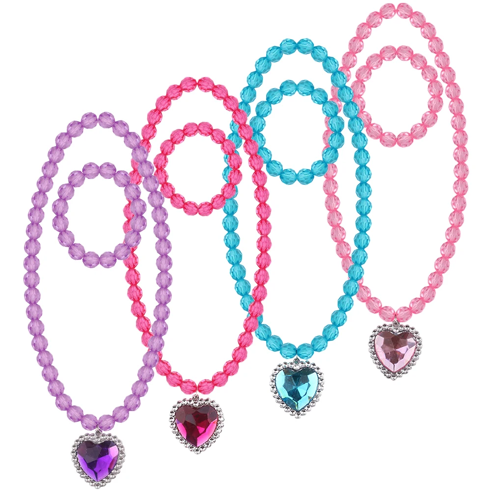 4 Sets Beaded Children's Necklace Kids Bracelets Jewelry Girls Jewellery Toddler Gifts