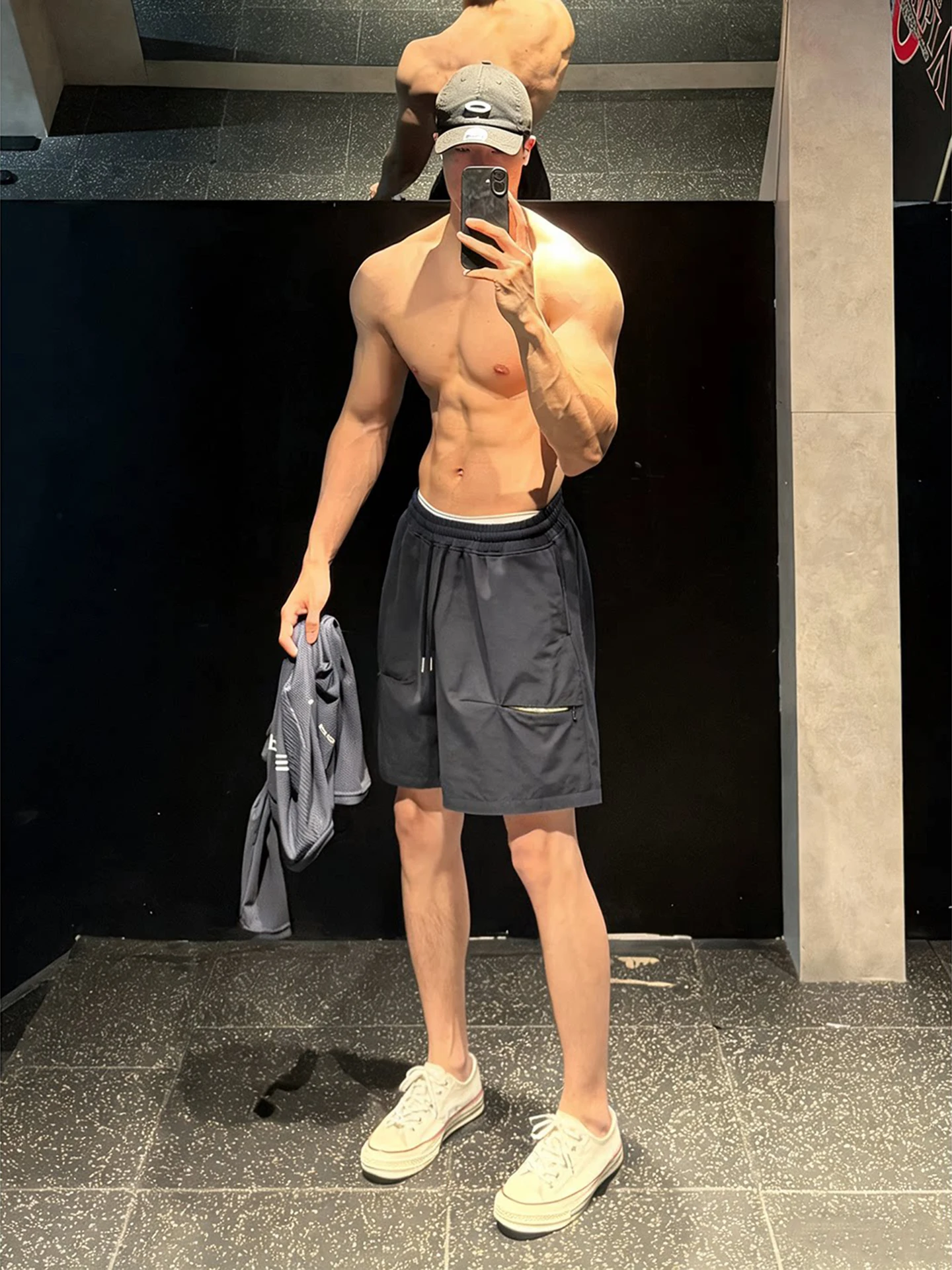 

Quick Dry Workwear Shorts Men's Fitness Running Sports Ice Silk Cool Feeling Outdoor Casual Five-Quarter Length Mid-Pants