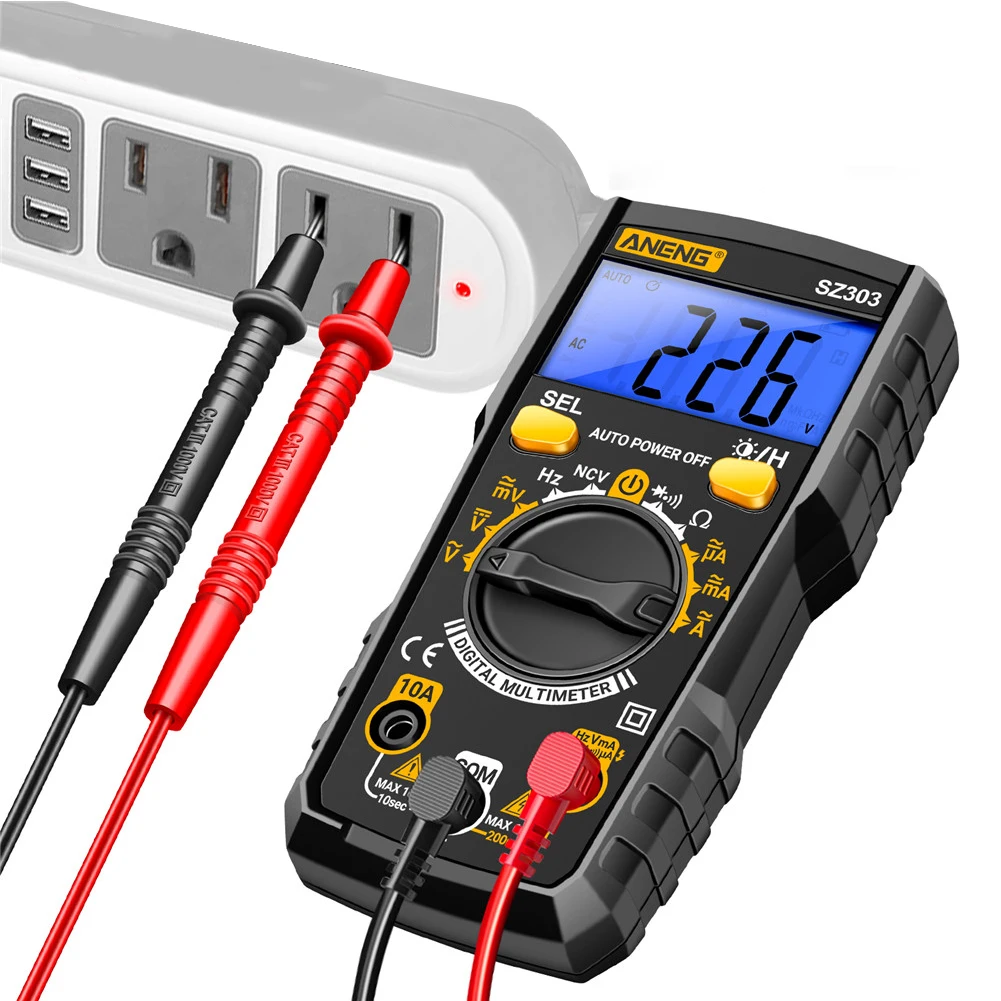 Multímetro Digital de 1999 recuentos, voltímetro CA/CC, amperímetro, probador multifunción NCV, probador de frecuencia de resistencia de diodo de alta precisión