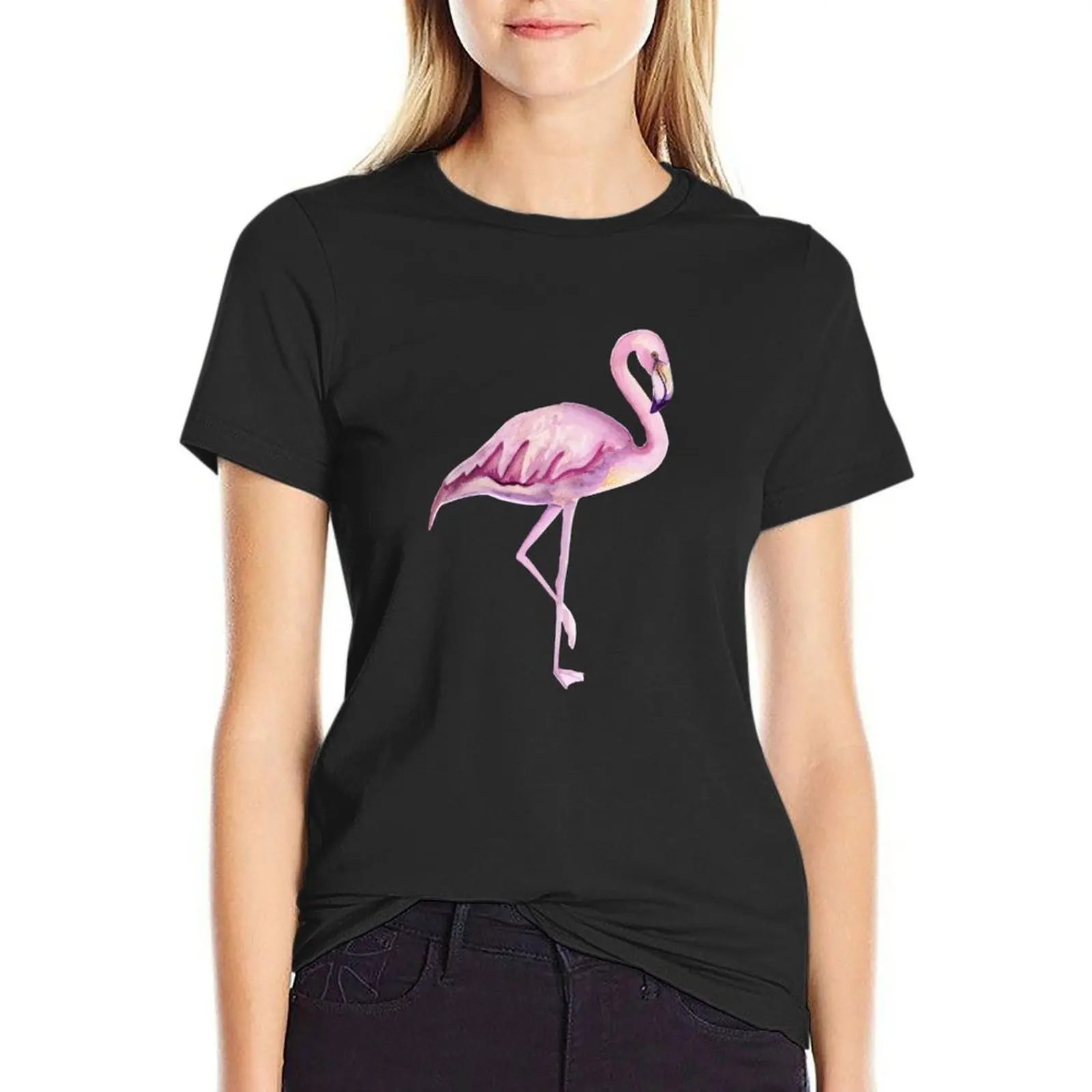 

Pink flamingo T-Shirt summer tops plus size tops anime clothes oversized Women's tops