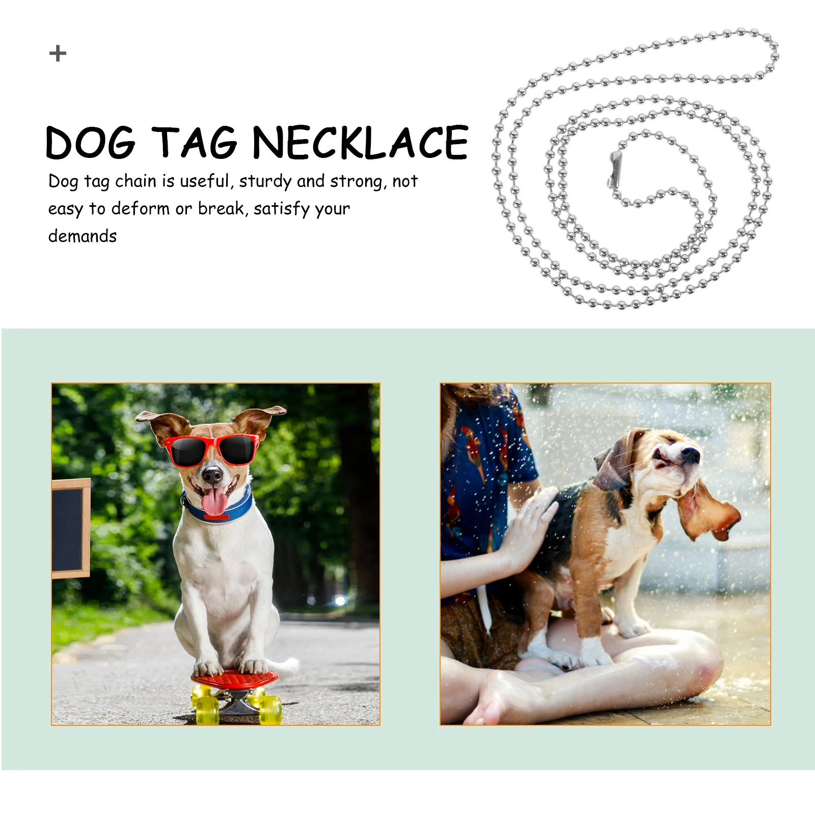 

Dog Tag Chain 27 Inch 2.4mm Stainless Steel Beaded Chains for DIY Craft Style Necklace Pet Supplies Dog Tags