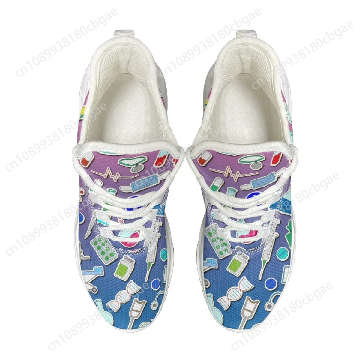 

Lace Up Women Flat Shoes Chemical Equipment Printed Mesh Shock Absorbing Sneakers Student Outdoor Basketball Shoes 2025