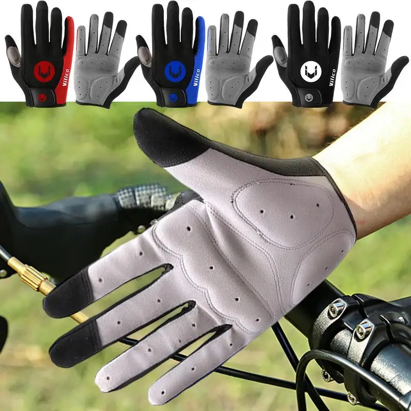 Outdoor Cycling Gloves Anti-slip Full Finger Gloves MTB Bike Breathable Anti-shock Sports Warm Gloves Pad For Outdoor Activities